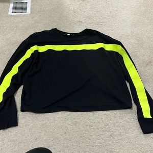 Express One Eleven Neon Stripe Crop Sweatshirt